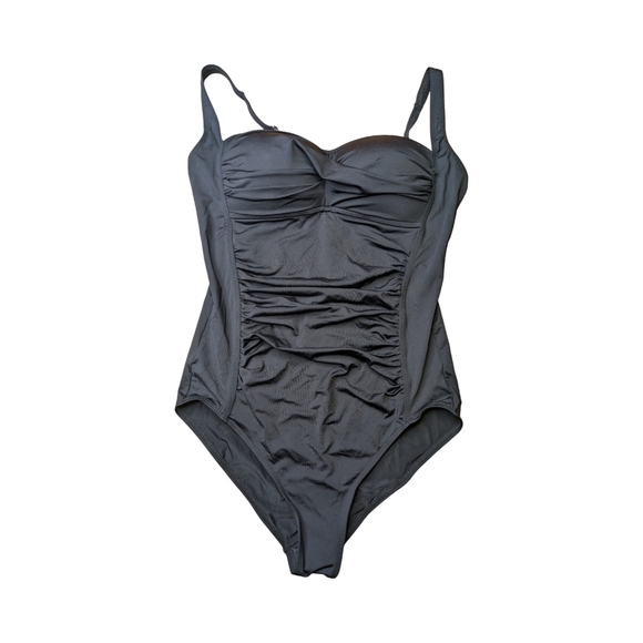 Tummy Control One-Piece Full Coverage Retro Style Black Swimsuit Size S NWT - Picture 2 of 9